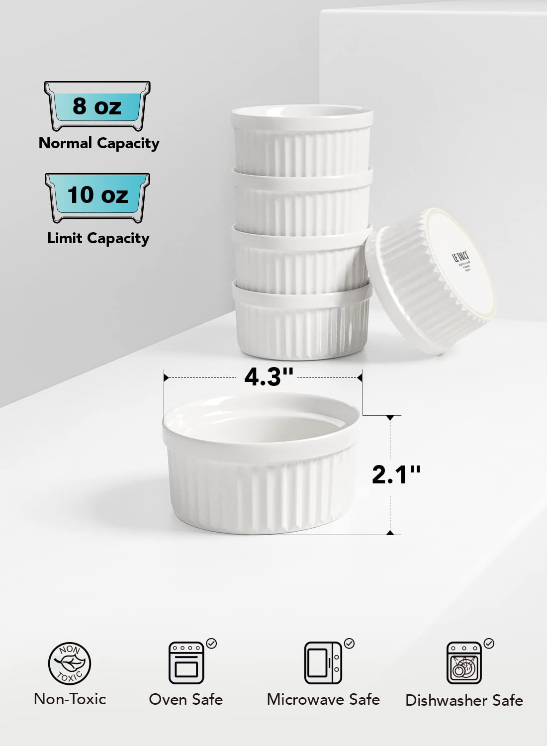 LE TAUCI stackable Doric-design ramekins save cabinet space