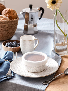 LE TAUCI embossed ramekins design highlights elegant tableware.