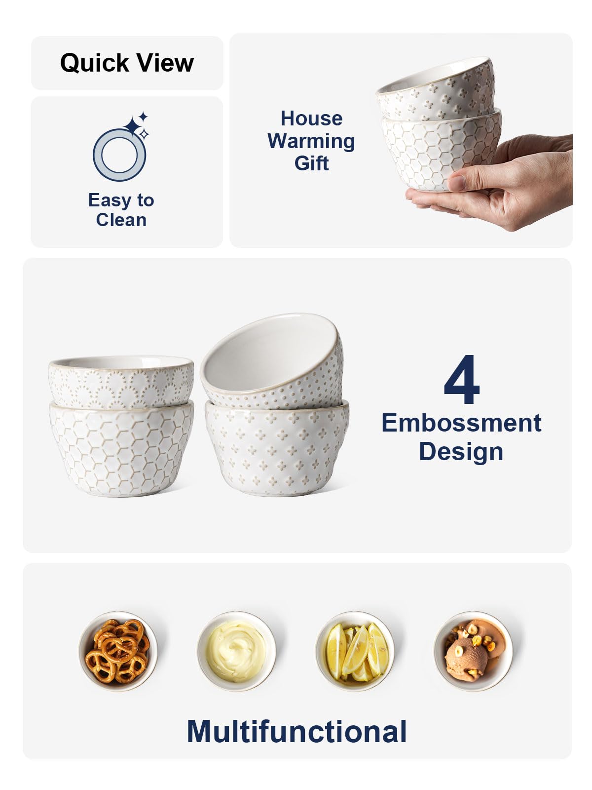 LE TAUCI small bowls stack neatly, saving cabinet space for daily use.