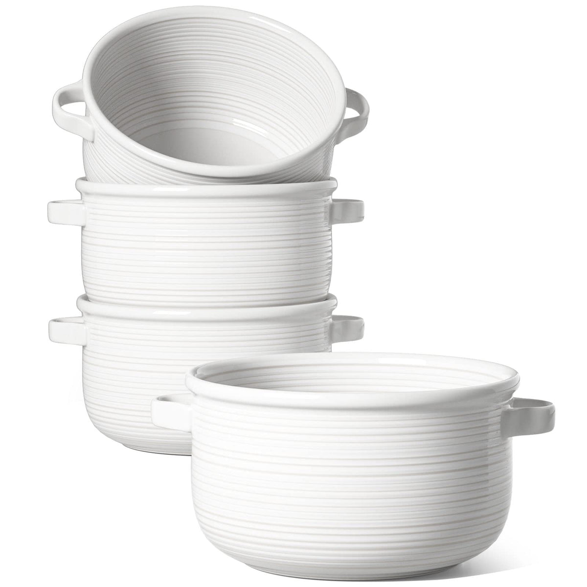 LE TAUCI soup bowls with handles provide easy grip for hot 28 oz servings
