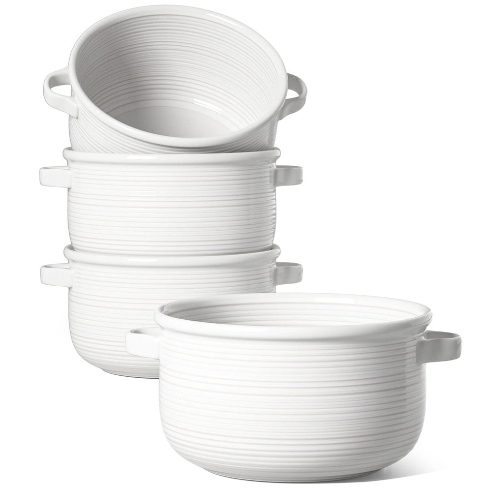 LE TAUCI soup bowls with handles provide easy grip for hot 28 oz servings