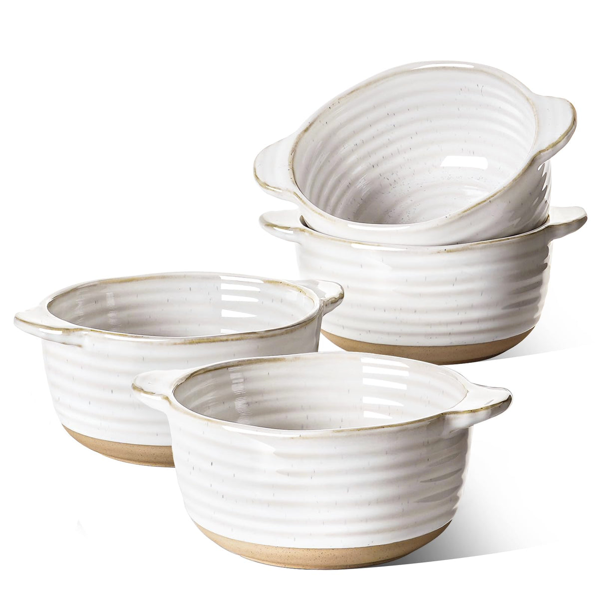 LE TAUCI soup bowls with handles in Arctic White for easy oven-to-table serving