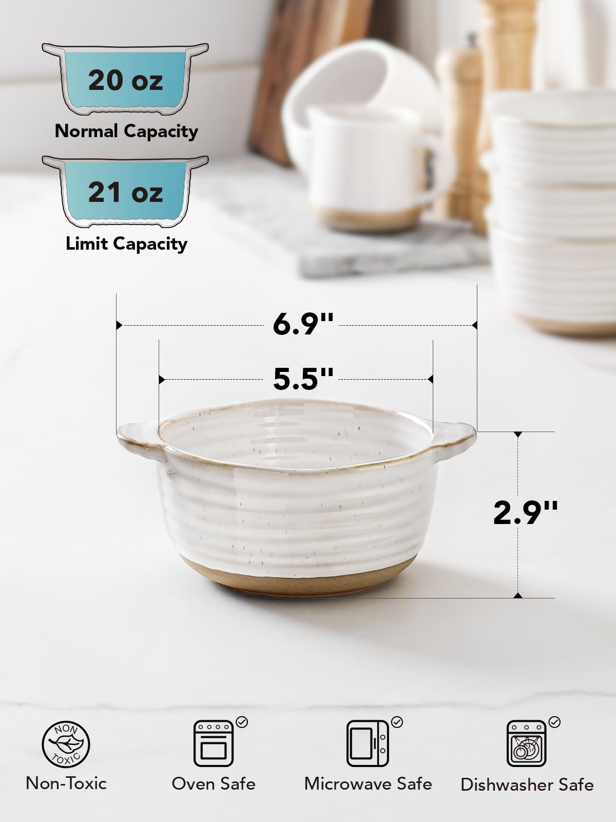 LE TAUCI handmade rim texture adds unique character to each bowl