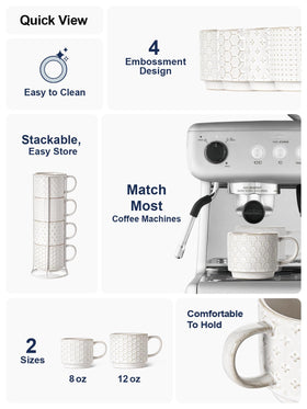 LE TAUCI mugs stacked neatly to demonstrate compact storage and organization