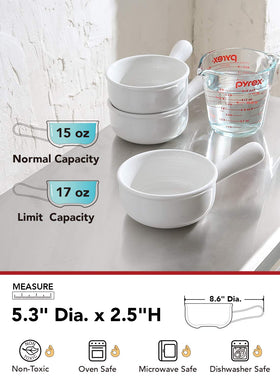 LE TAUCI stackable soup bowls save cabinet space and simplify storage.