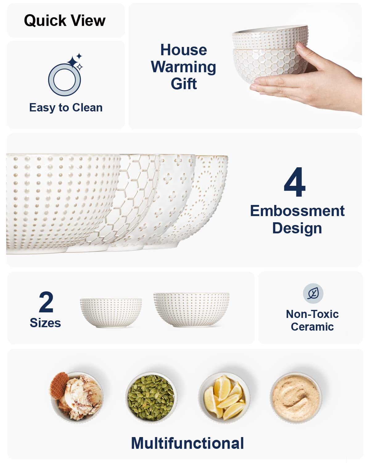 LE TAUCI stoneware bowls are durable, chip-resistant dessert essentials.