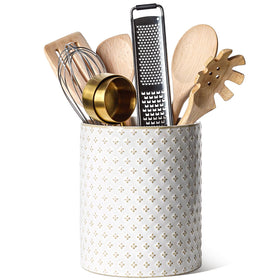 LE TAUCI utensil holder on kitchen counter with large mouth for easy access
