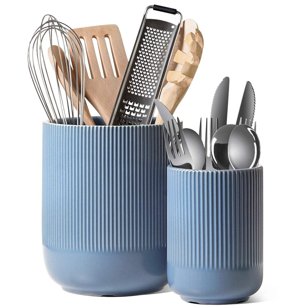 LE TAUCI large 7-3 inch utensil holder on the counter for easy access.