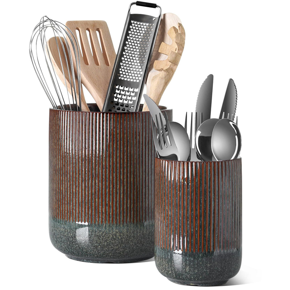 LE TAUCI large 7.3-inch ceramic utensil holder keeps spatulas organized and within reach