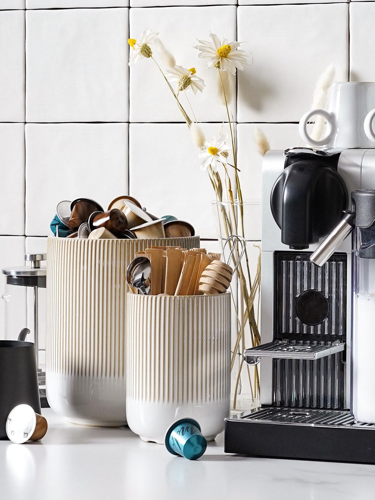 LE TAUCI small 5.4-inch utensil holder side view showcasing compact storage.