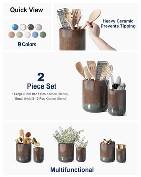 LE TAUCI small 5.4-inch ceramic utensil holder ideal for smaller tools and flatware