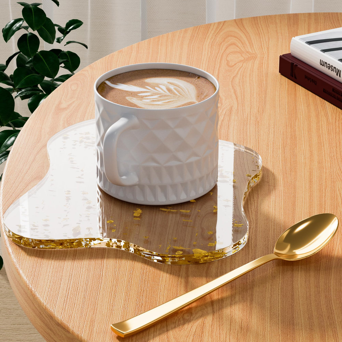 Leadiy acrylic coaster irregular cloud shape in gold, protecting surfaces with sleek style.