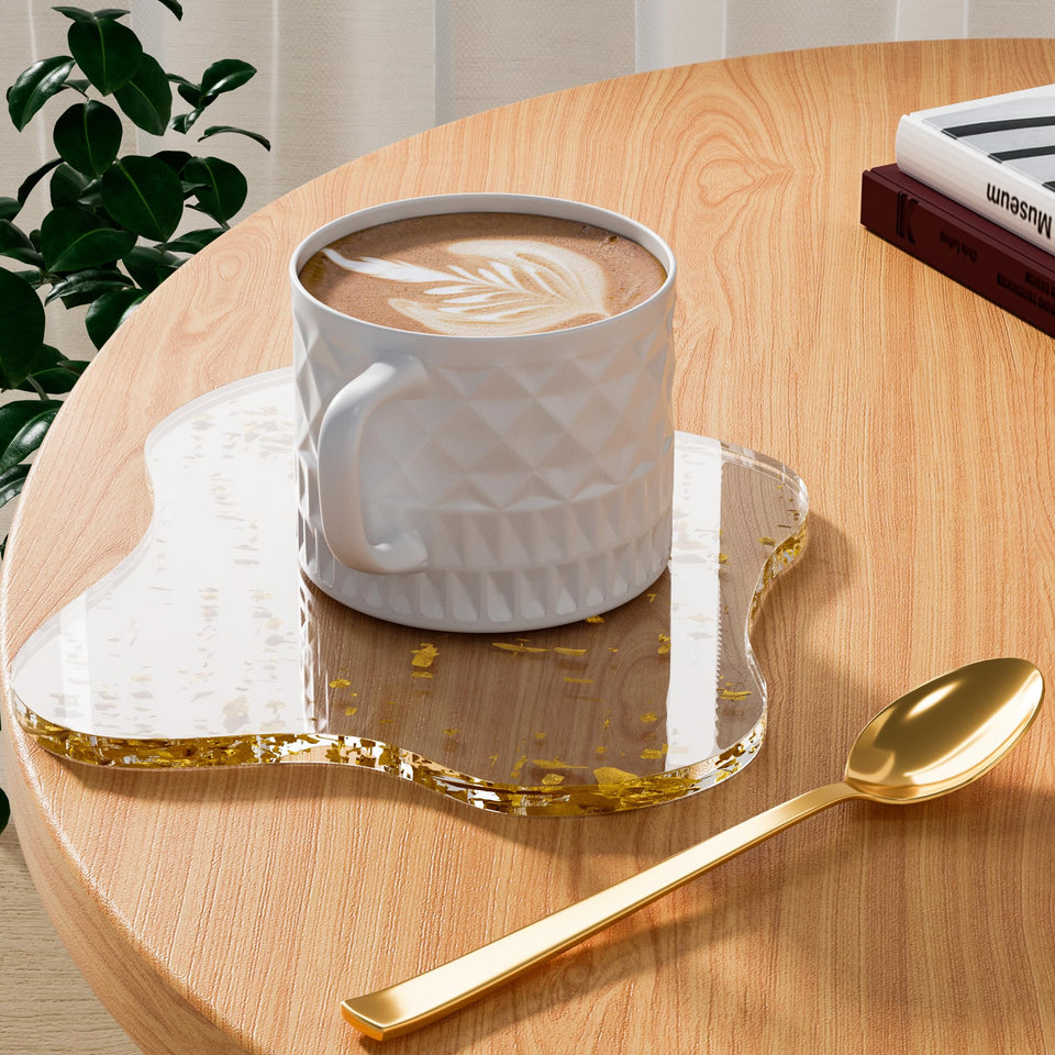 Leadiy acrylic coaster irregular cloud shape in gold, protecting surfaces with sleek style.