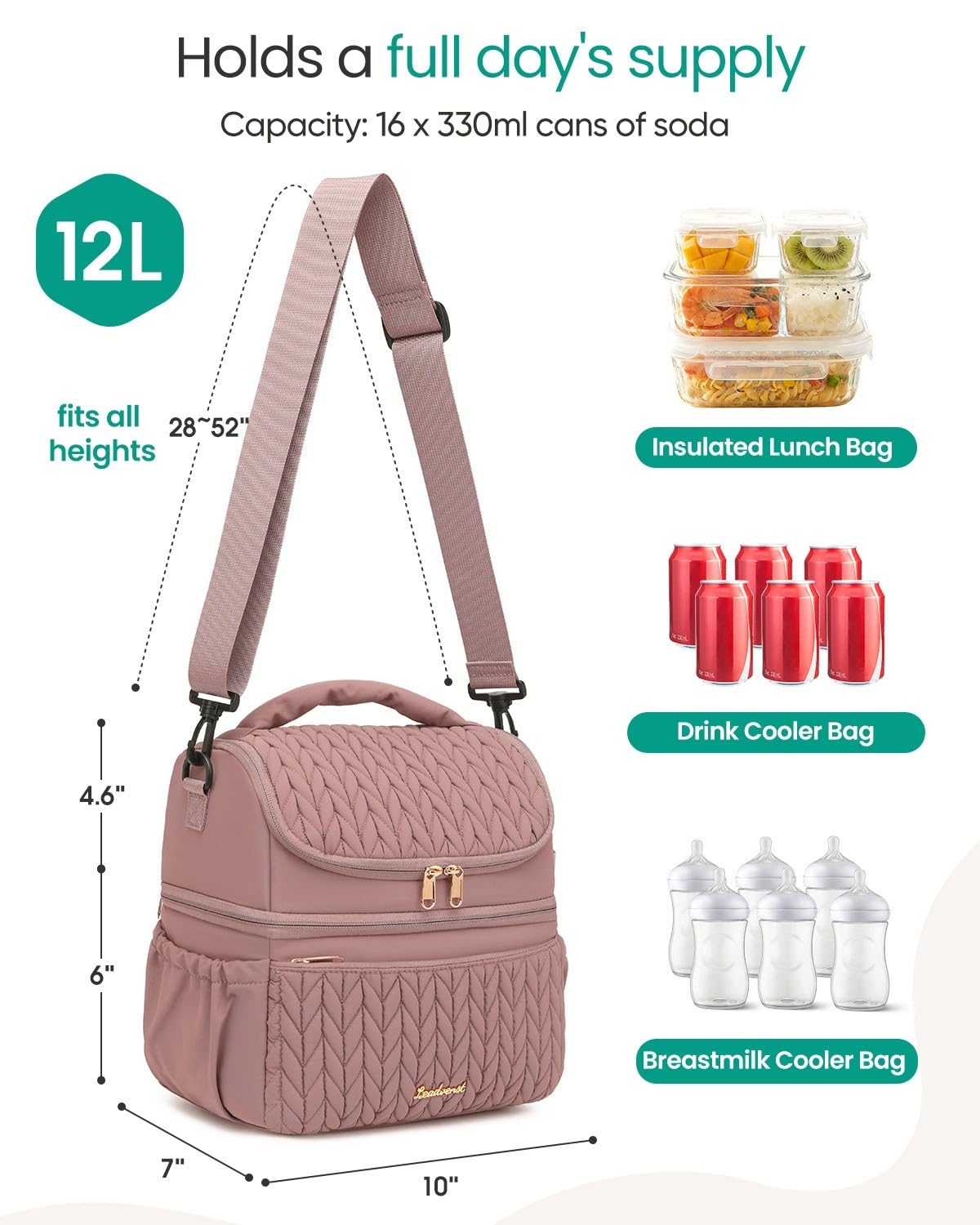 LEADVENST detachable divider allows tall items to fit neatly.