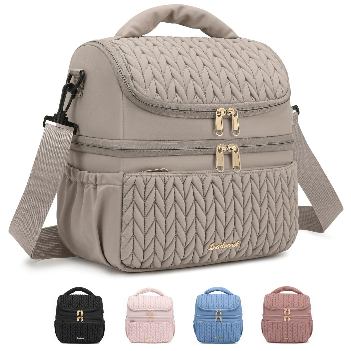 LEADVENST double-deck insulated lunch bag keeps meals fresh for workdays.