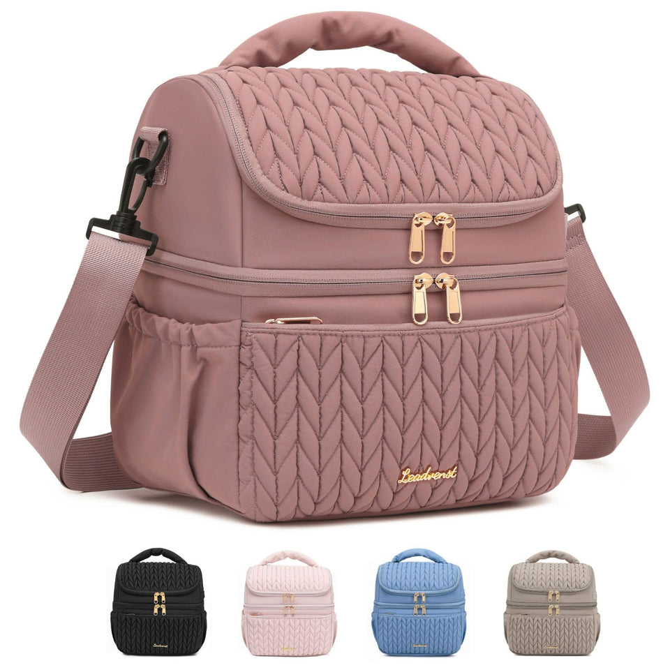 LEADVENST double-deck insulated lunch bag keeps meals fresh on the go.