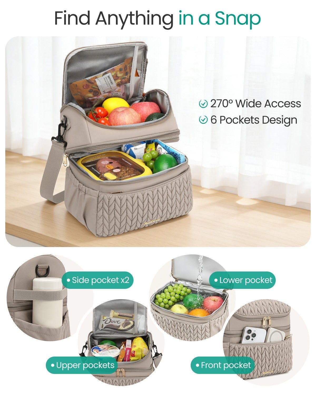 LEADVENST waterproof interior simplifies cleanup after meals.