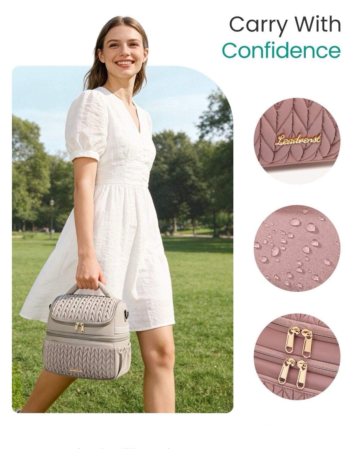LEADVENST adjustable shoulder strap ensures comfortable carrying.