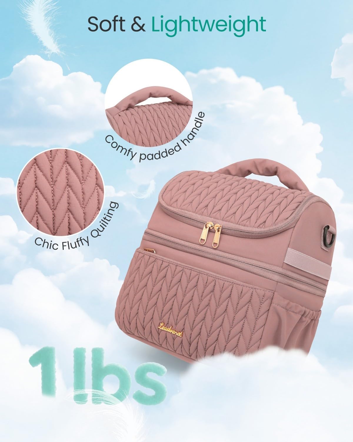 LEADVENST internal mesh pocket keeps utensils organized.