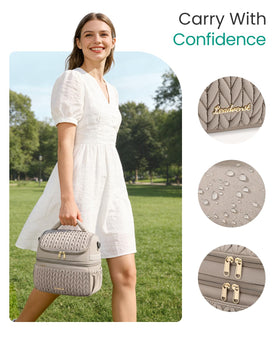 LEADVENST quilted khaki design complements professional outfits.