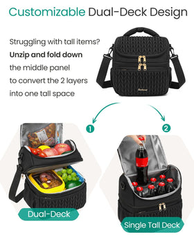 LEADVENST lunch bag fits tall items with a spacious interior.