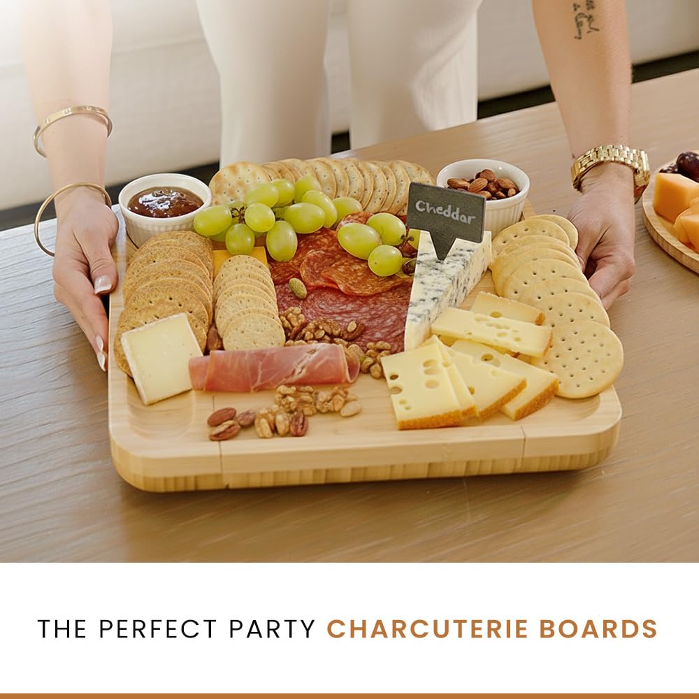 Leaf & Grain charcuterie board serving tools ready for host setup