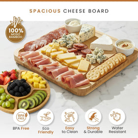 Leaf & Grain charcuterie board with stainless steel knife set for elegant serving