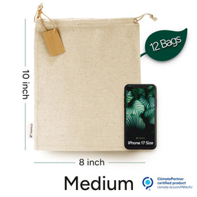 LEAFICO drawstring cotton bag closeup showing secure closure for travel and cosmetics