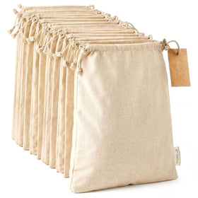 LEAFICO organic cotton produce bags in use for snack storage and pantry organization