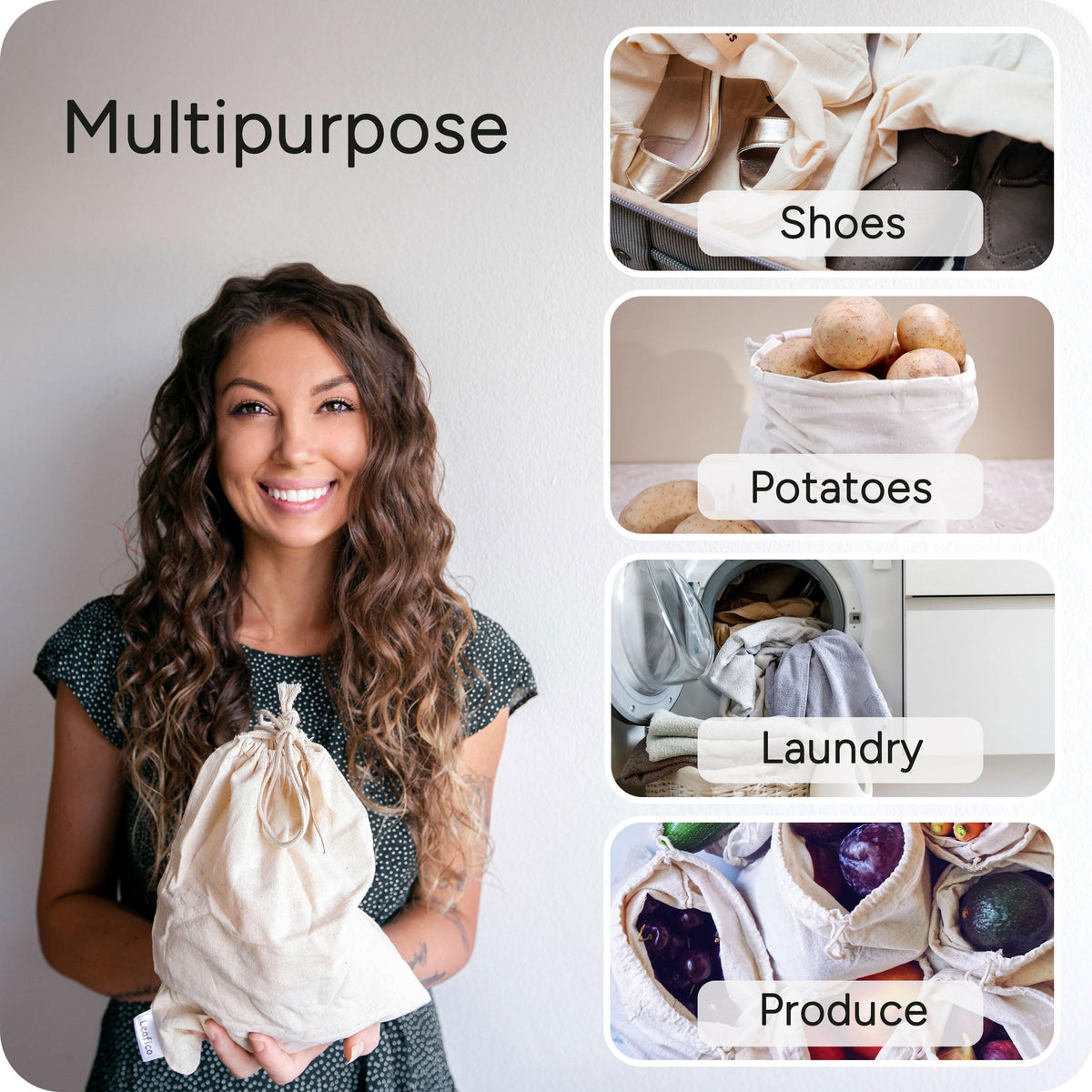 LEAFICO potatoes and onions storage bag protects produce and reduces clutter.