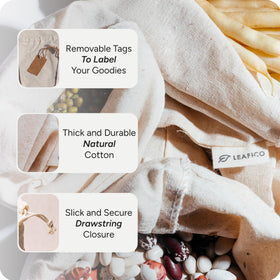 LEAFICO reusable sachets for herbs spices and dry snacks with good air flow.
