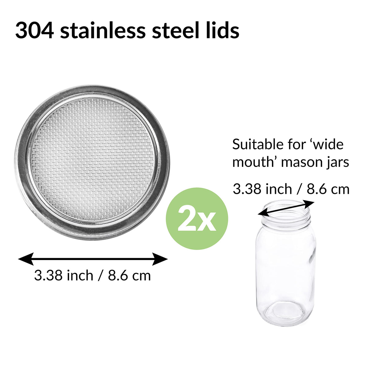 LeafImpact sprouting lid with 304 stainless steel construction for durable kitchen use.