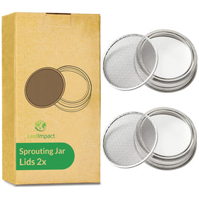 LeafImpact seed sprouting lid, 2-pack, wide-mouth jar for easy at-home sprouts.