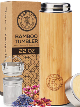 LeafLife premium bamboo 22oz tea bottle on the go for stylish brewing