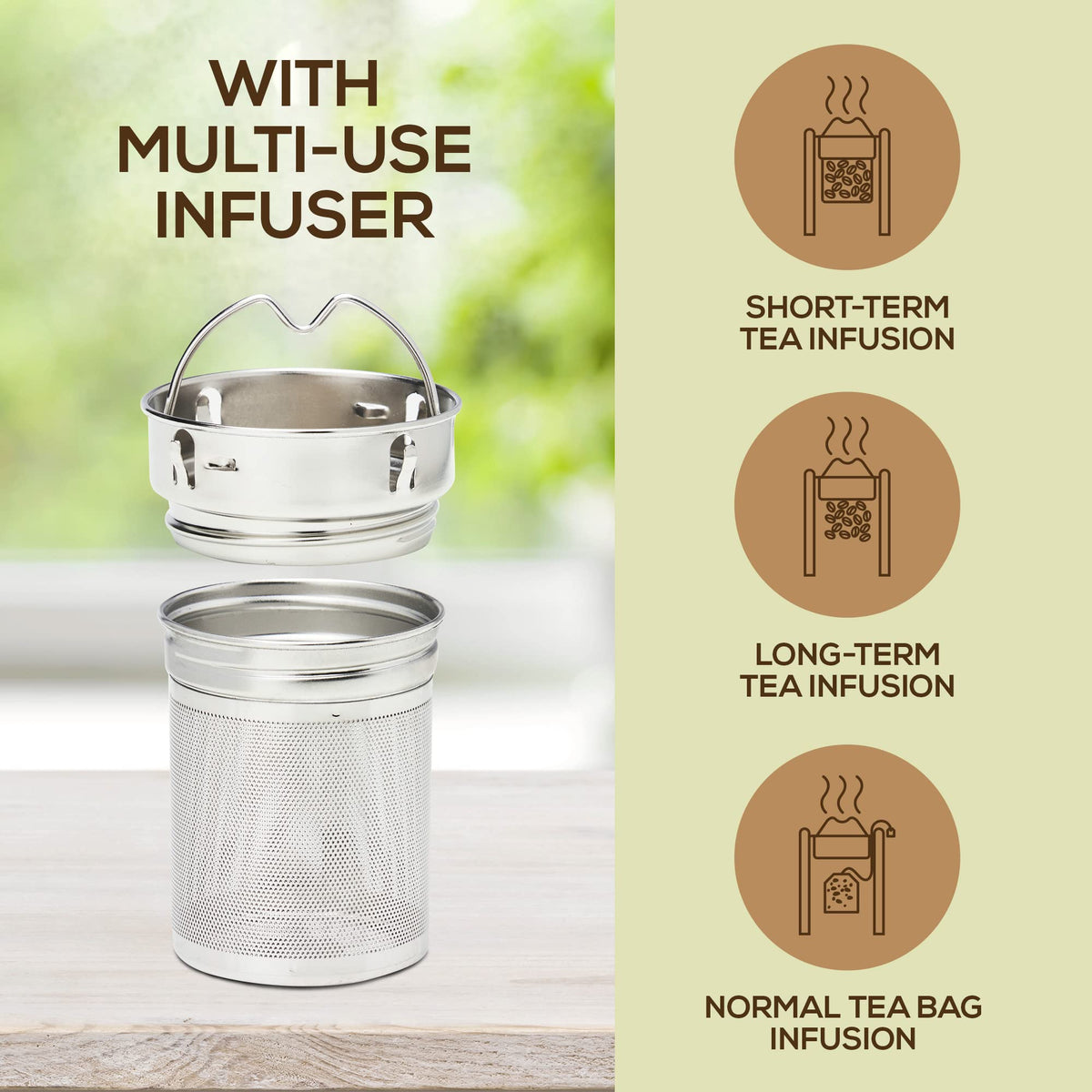 LeafLife 17oz capacity suits tea breaks and commutes.