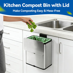 Leafory compost bin flip-top lid for quick one-handed access.