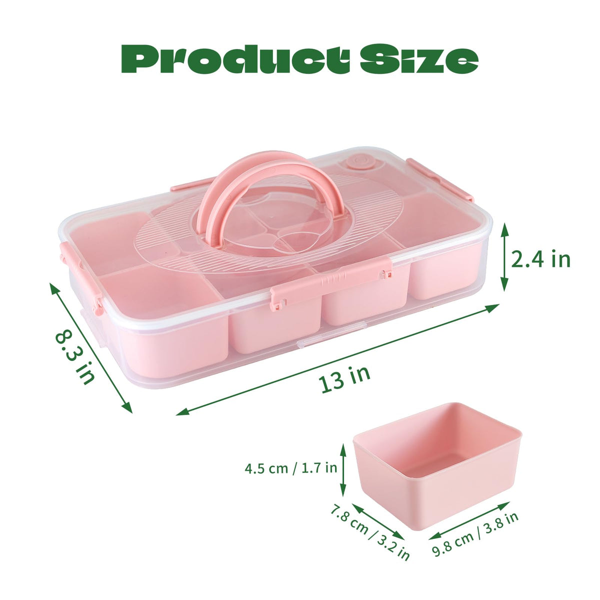 Leafpool Snackle Box eight-grid divided tray keeps fruits and snacks neatly separated.
