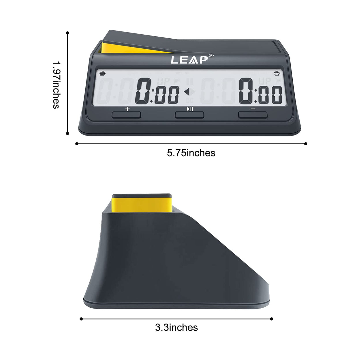 LEAP Chess Clock displaying two different base times on each side