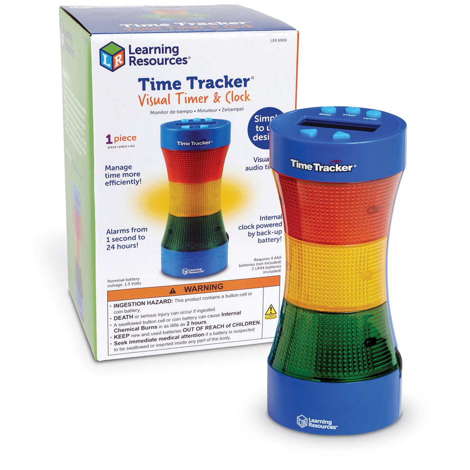 Learning Resources Time Tracker with LED cues guides students through time remaining.
