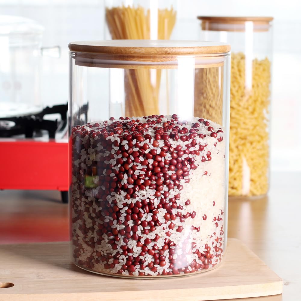 Leaves and Trees Y jar stored in a kitchen counter and fridge for versatility