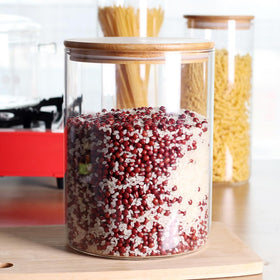 Leaves and Trees Y jar stored in a kitchen counter and fridge for versatility