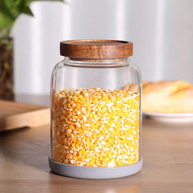 Leaves and Trees Y coffee bean storage jar for fresh aroma and easy access.