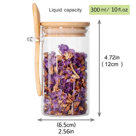 Leaves and Trees Y glass jar with spoon for airtight kitchen storage