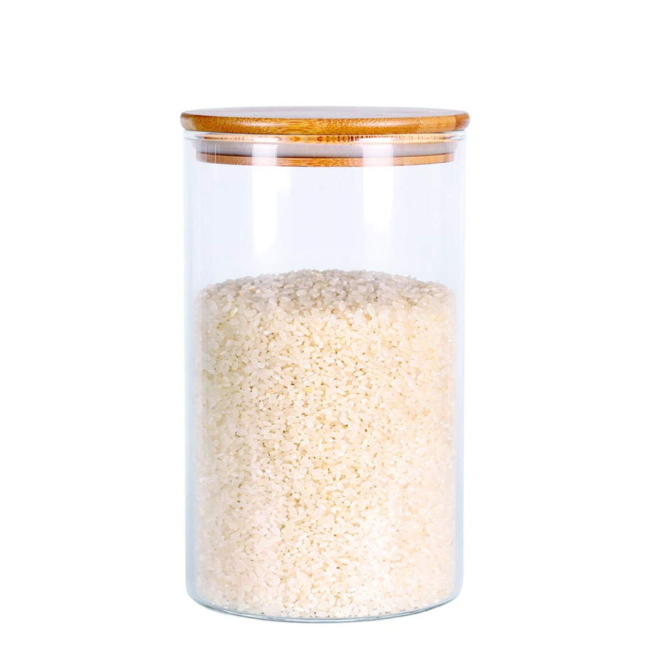Leaves and Trees Y glass rice storage 1800ml with clear view for pantry organization