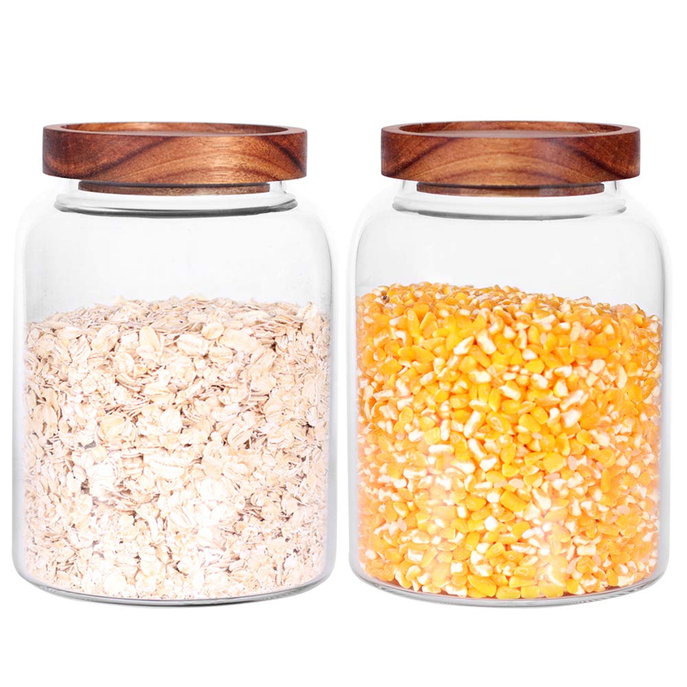 Leaves and Trees Y glass storage jar with airtight lid keeps pantry staples fresh.