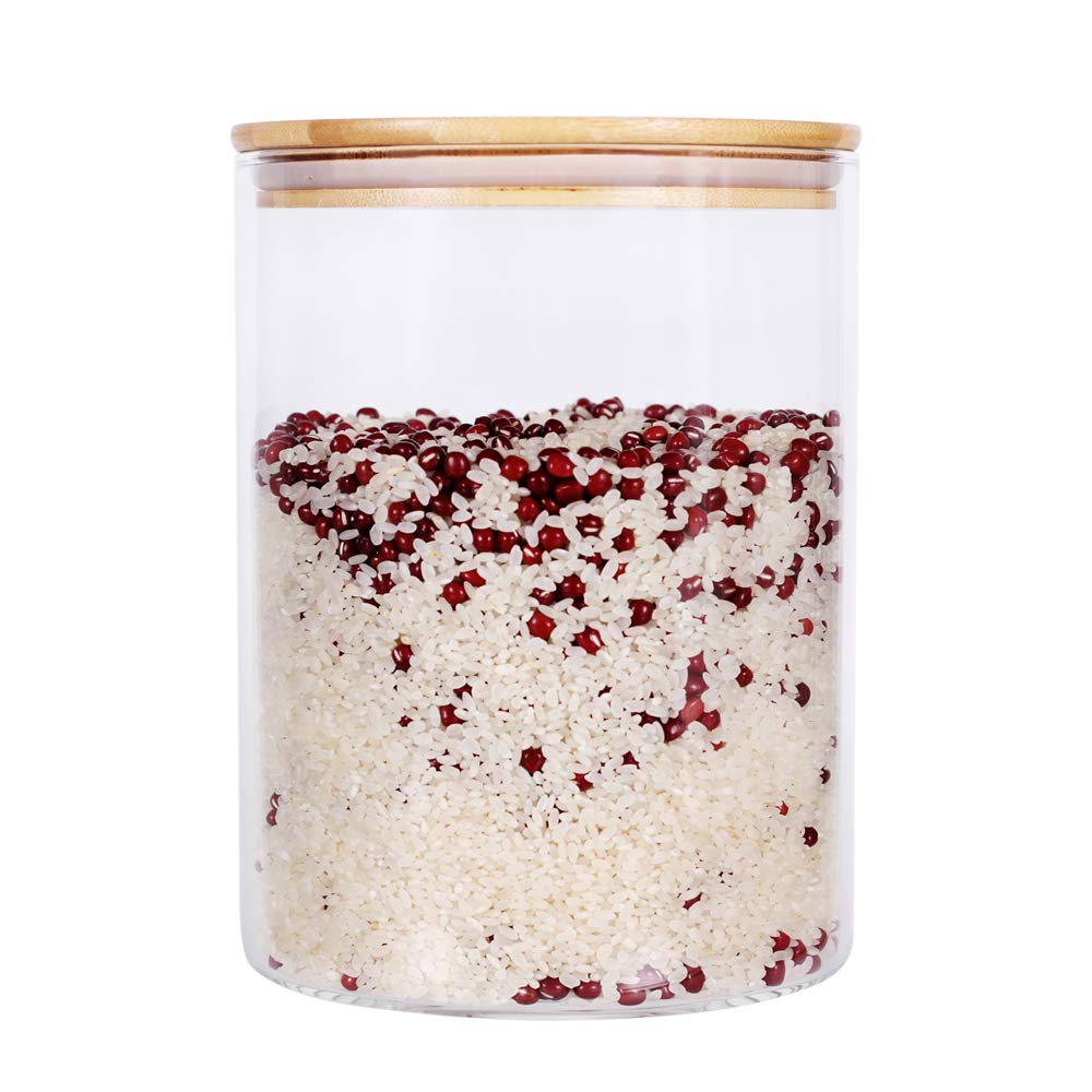 Leaves and Trees Y large glass canister front view for organized pantry storage