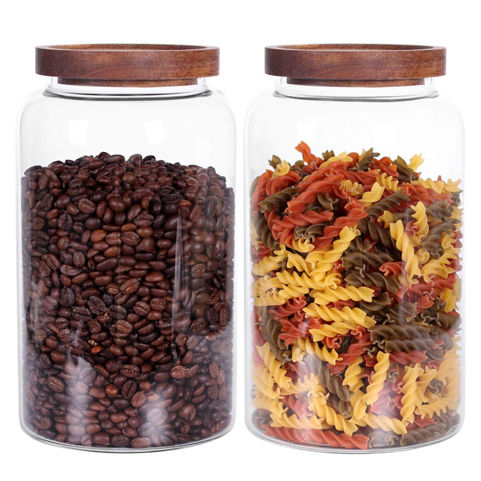 Leaves and Trees Y large glass jar with airtight lid for pantry organization