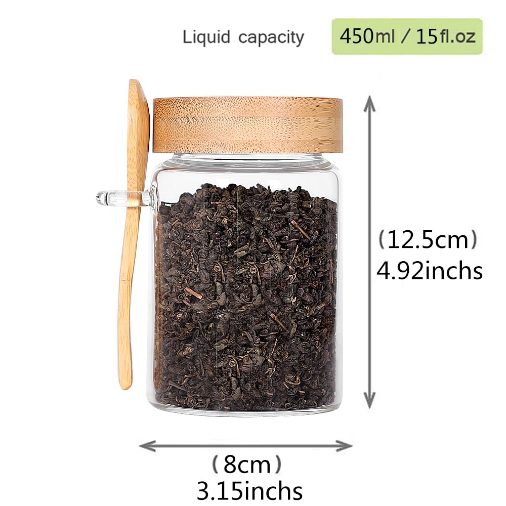 Leaves and Trees Y 16 oz tea jar shown clearly in pantry.