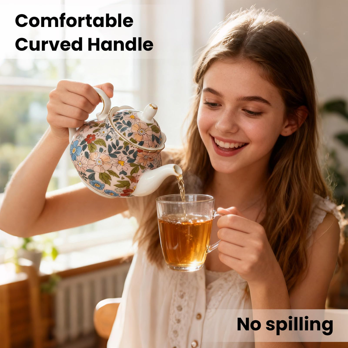 LEAZUL porcelain teapot is durable and easy to clean for daily use.