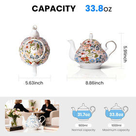 LEAZUL vintage pink teapot showcasing delicate floral design.